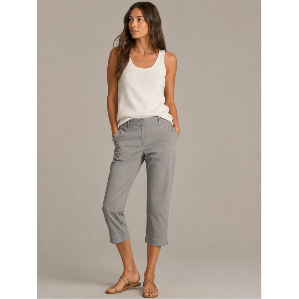 Ann‎ Taylor Cropped Chino Pants 8 Gray Cotton Blend Minimalist Business Casual